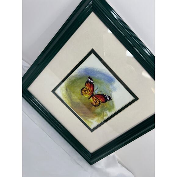 Monarch Butterfly Green Framed Wall Art 9x10 - Picture 4 of 7